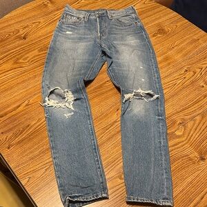 Levi's Blue Distressed Straight Jeans